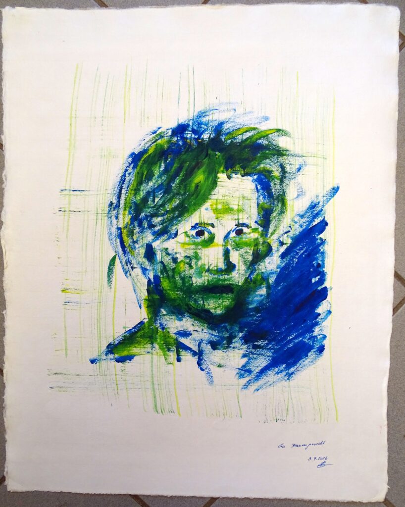 Ein Frauengesicht, Acryl, Büttenpapier, 46x57 cm, 2016